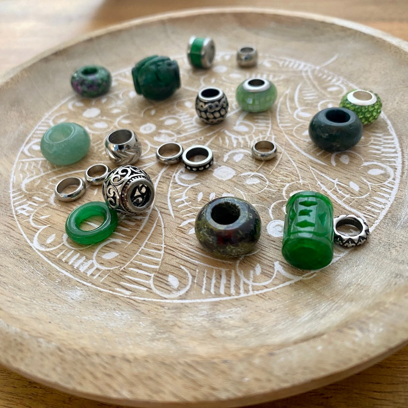 Jade Green Dreadlock Beads | Set Of 20