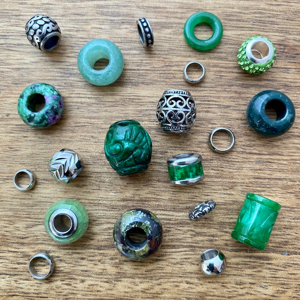 Jade Green Dreadlock Beads | Set Of 20