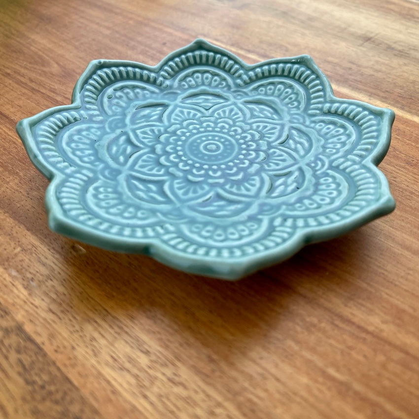 Green Ceramic Mandala Bead Dish