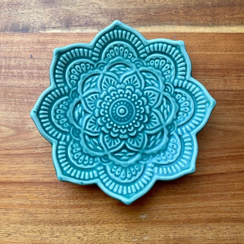 Green Ceramic Mandala Bead Dish