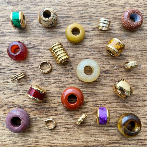 Golden Jewels Dreadlock Beads | Set Of 20