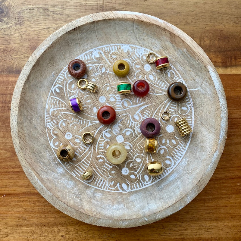 Golden Jewels Dreadlock Beads | Set Of 20