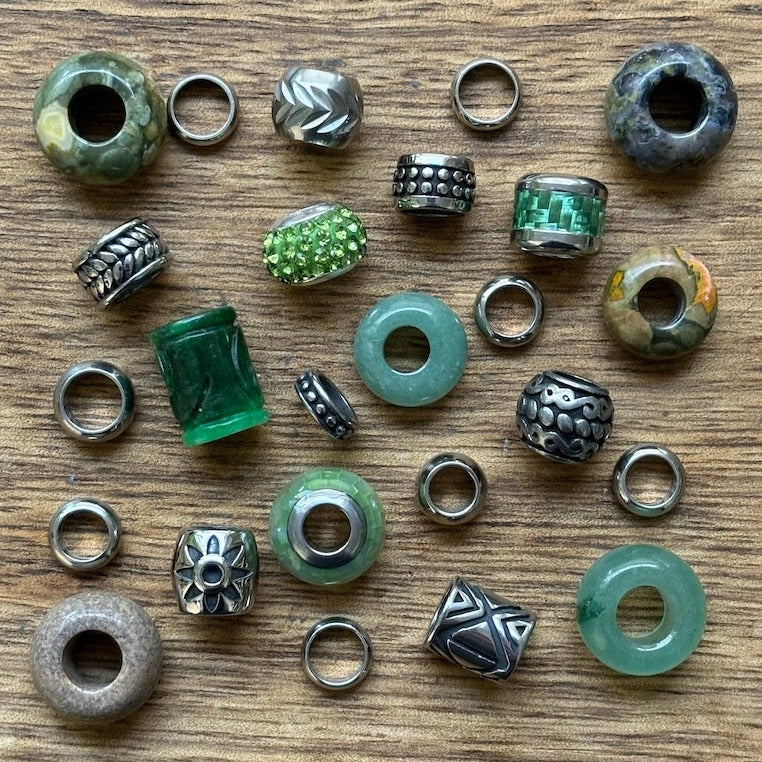 Emerald Green Dreadlock Beads | Set Of 25