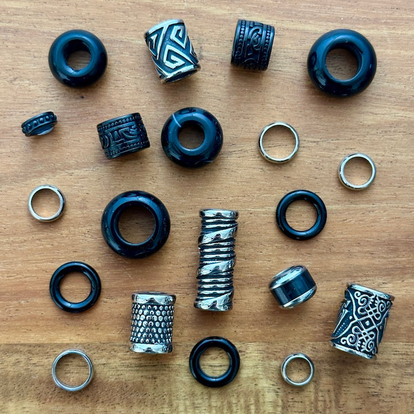 Black Dreadlock Beads | Set Of 20