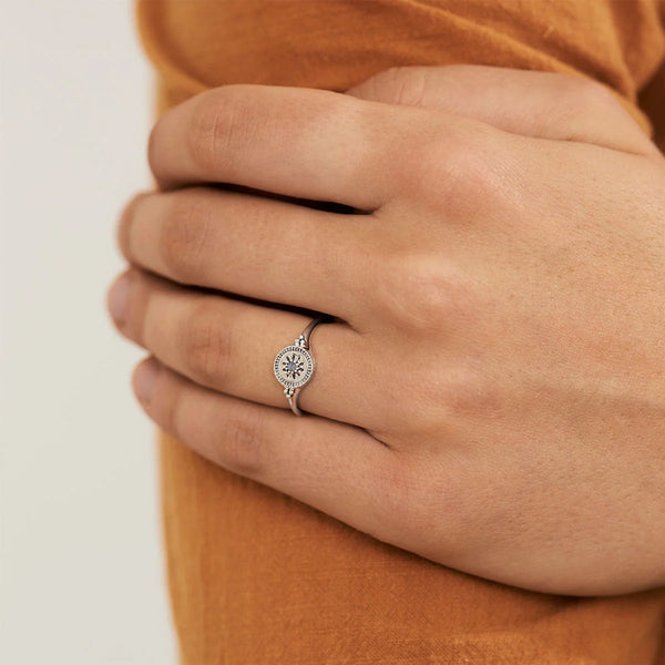 Sterling Silver Solstice Rainbow Moonstone Signet Ring