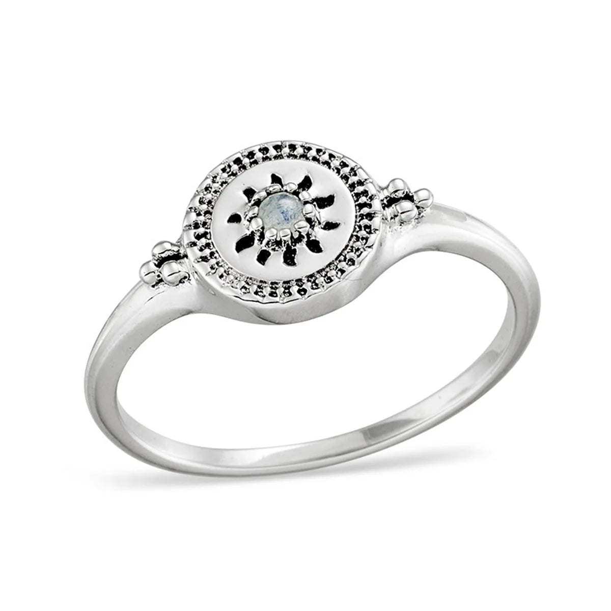 Sterling Silver Solstice Rainbow Moonstone Signet Ring