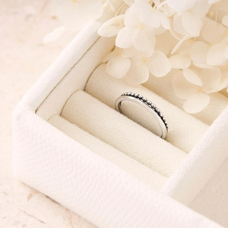 Sterling Silver Tapered Beaded Ring