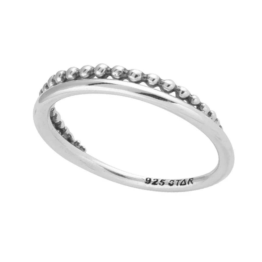 Sterling Silver Tapered Beaded Ring
