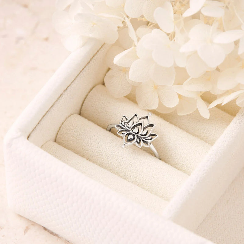 Sterling Silver White Lotus Ring