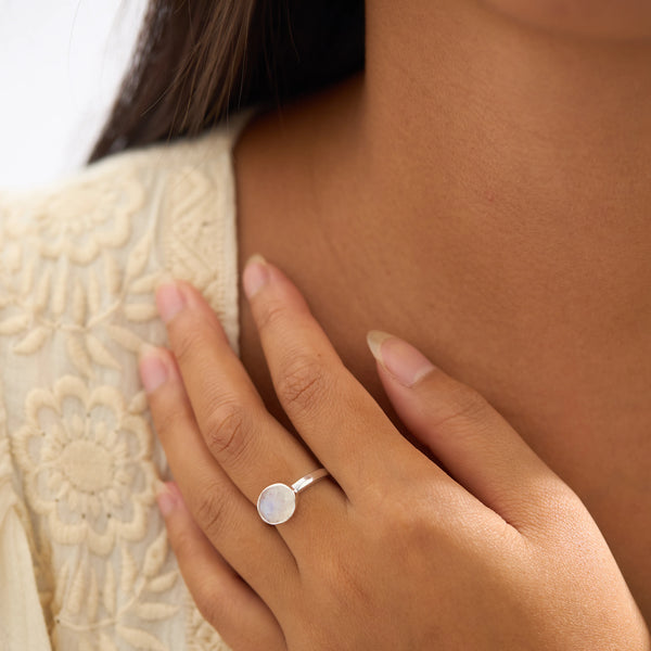 Sterling Silver Ellipse Moonstone Ring