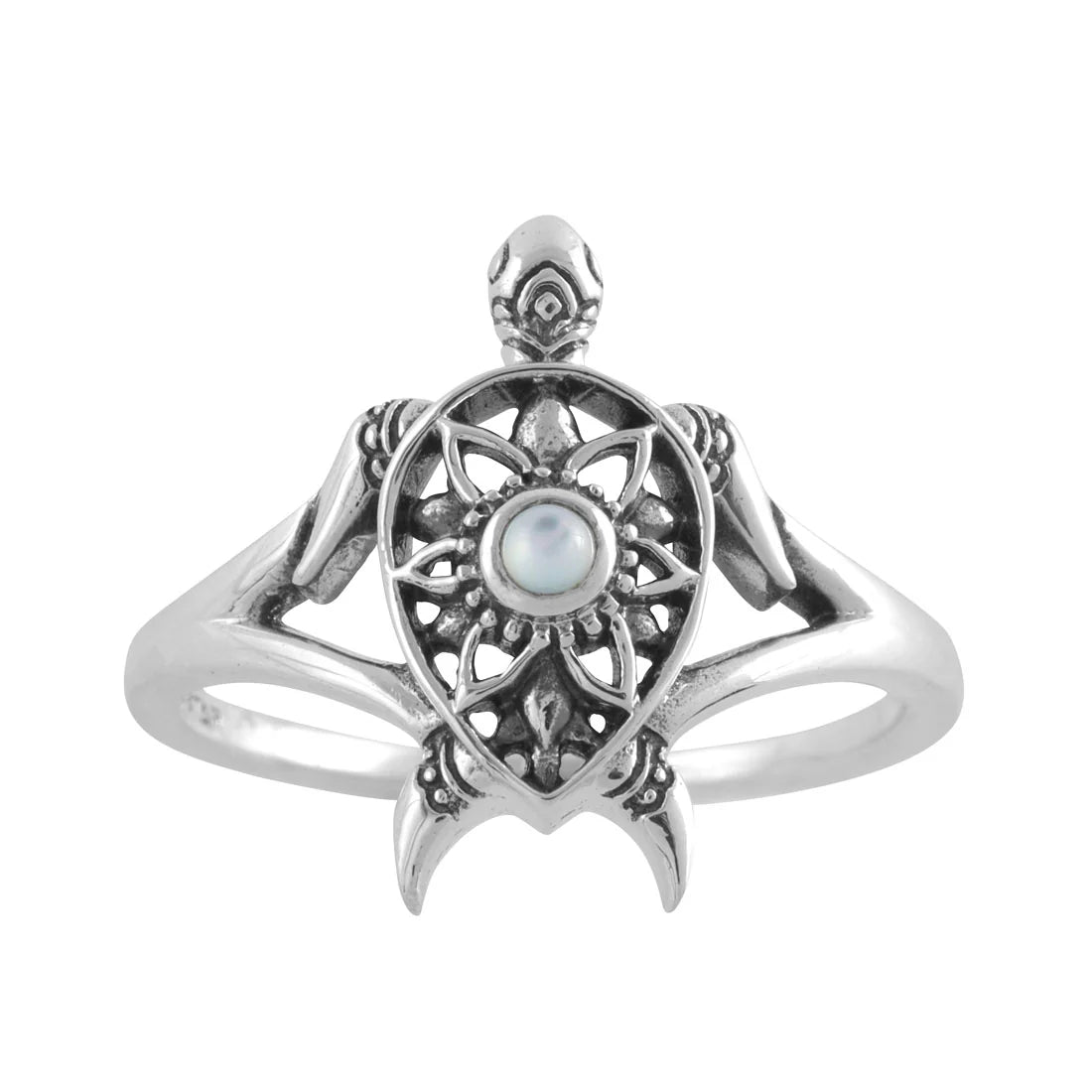 Sterling Silver Pearl Turtle Ring
