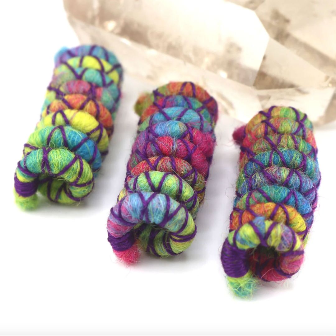 Mini Spiralocks Rainbow Wool Felt Dread Ties