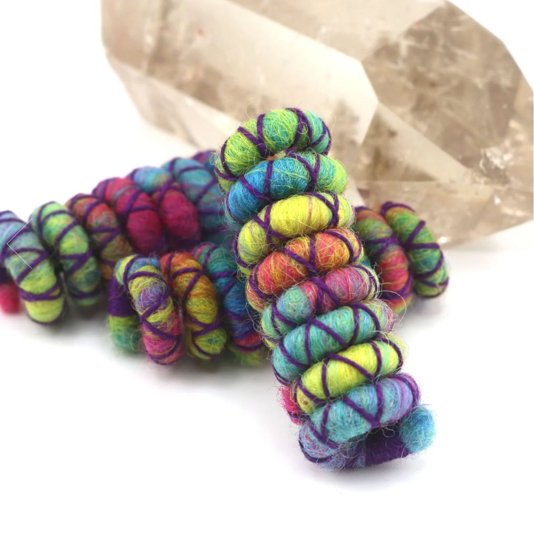 Rainbow Genie - Mini Wool Felt Spiralocks dreadlock beads - Mountain Dreads