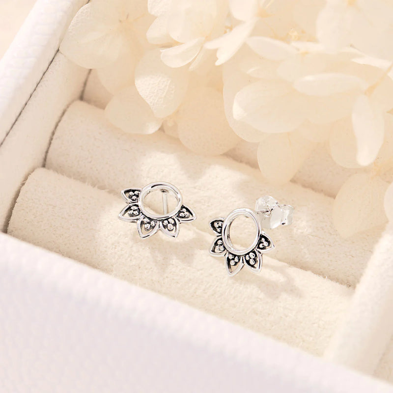 Sterling Silver Rising Sun Studs