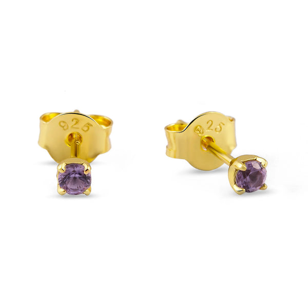 Delicate Amethyst Gold Studs