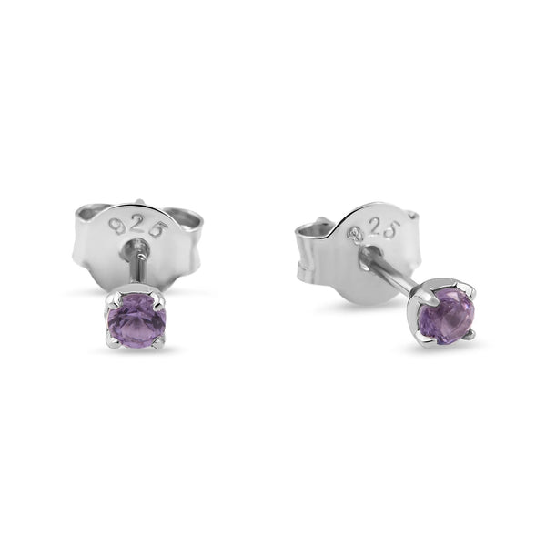 Sterling Silver Delicate Amethyst Studs