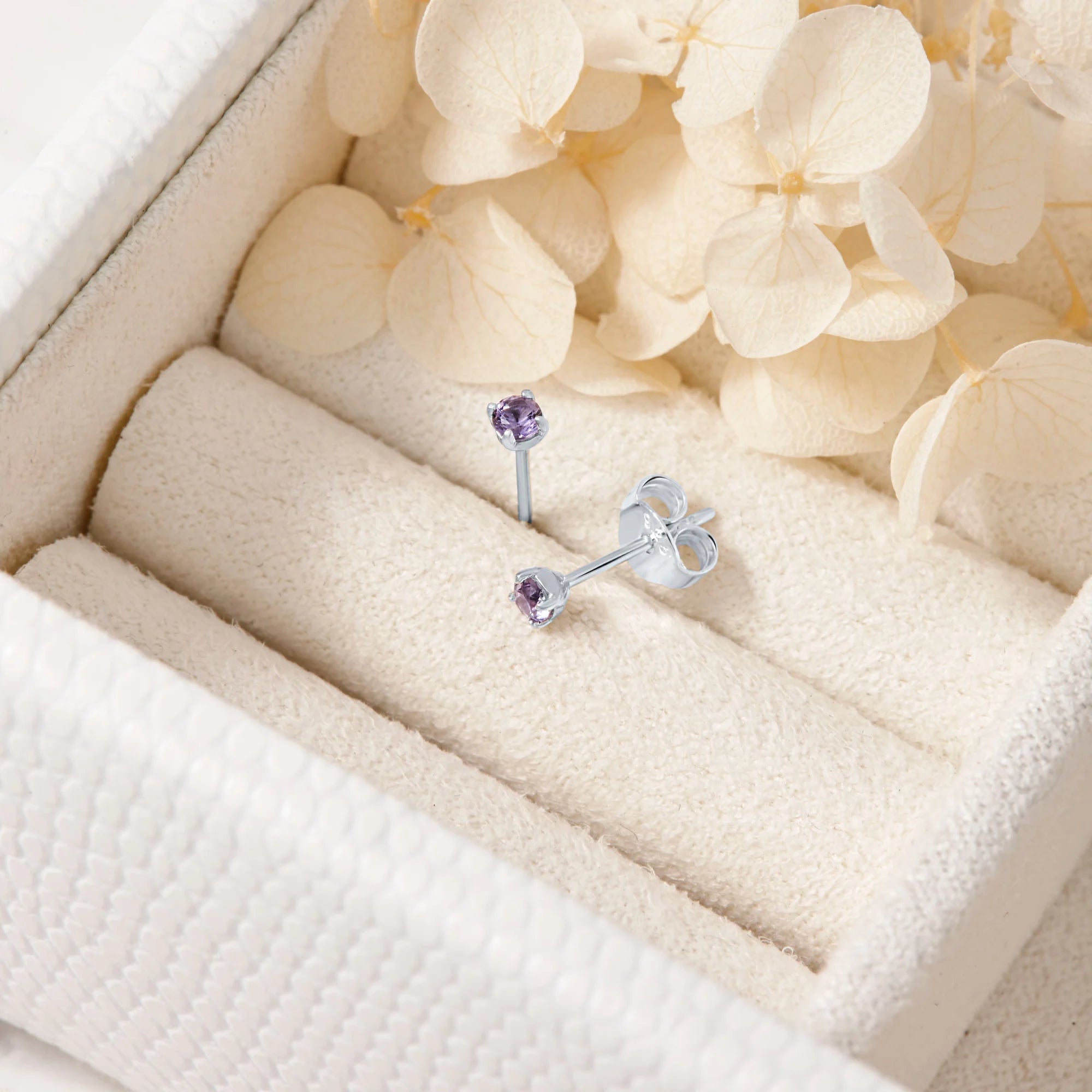 Sterling Silver Delicate Amethyst Studs