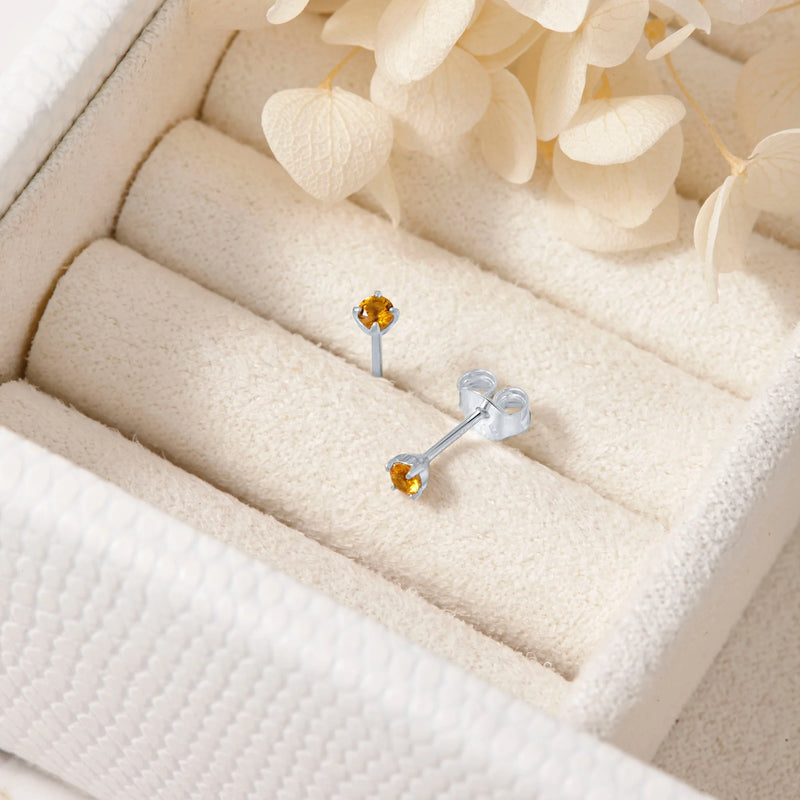 Sterling Silver Delicate Citrine Studs