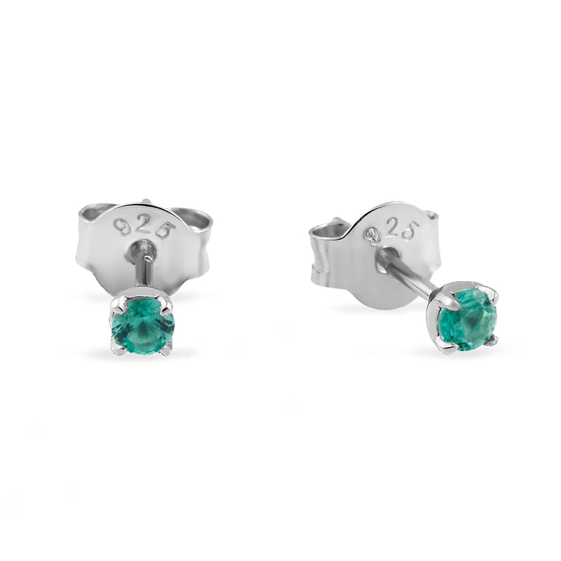 Sterling Silver Delicate Emerald Studs