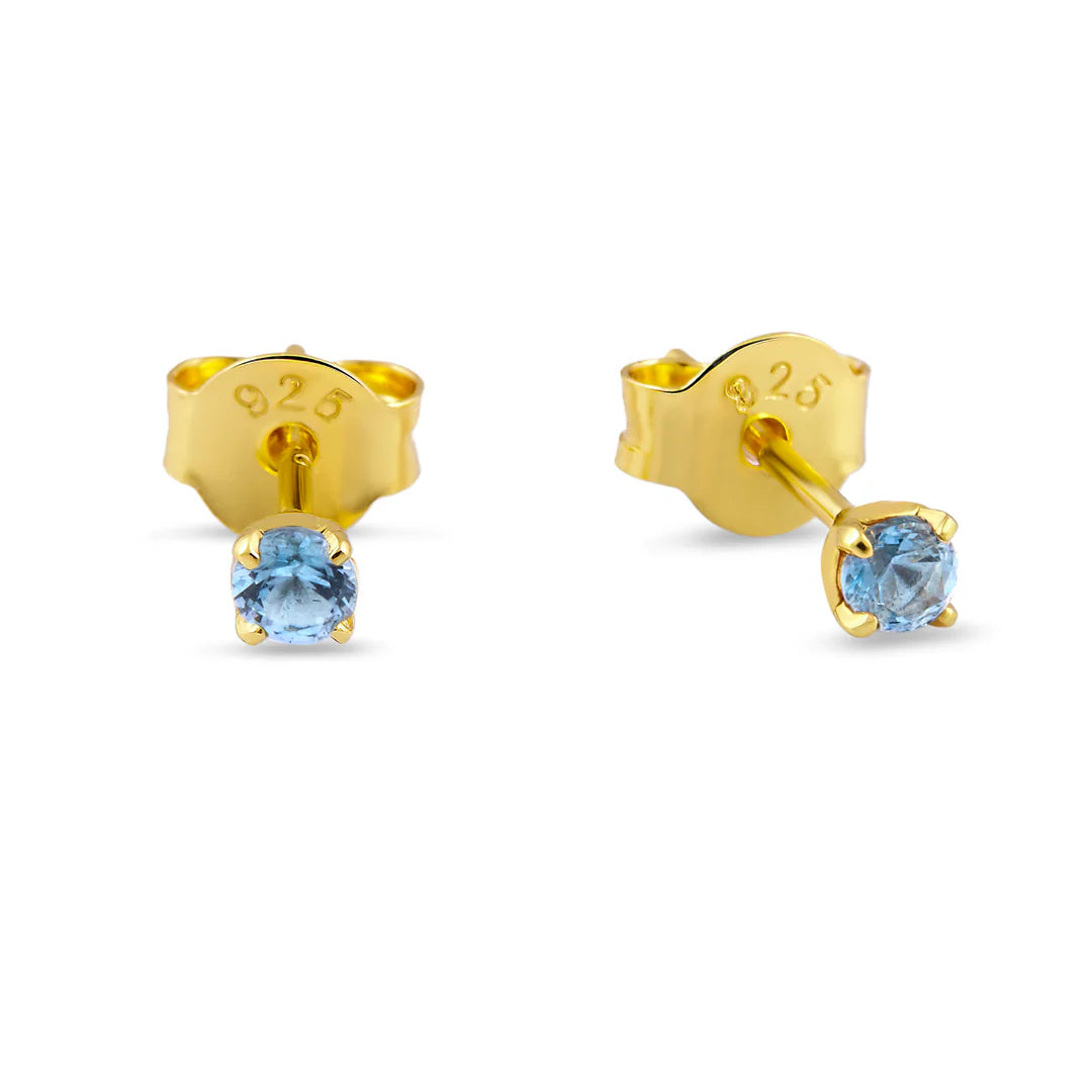 Delicate Aquamarine Studs Gold