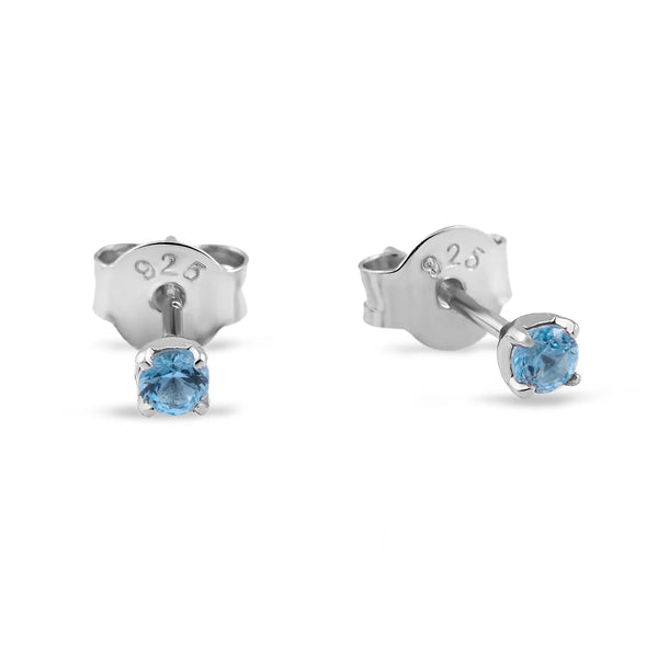 Sterling Silver Delicate Aquamarine Studs