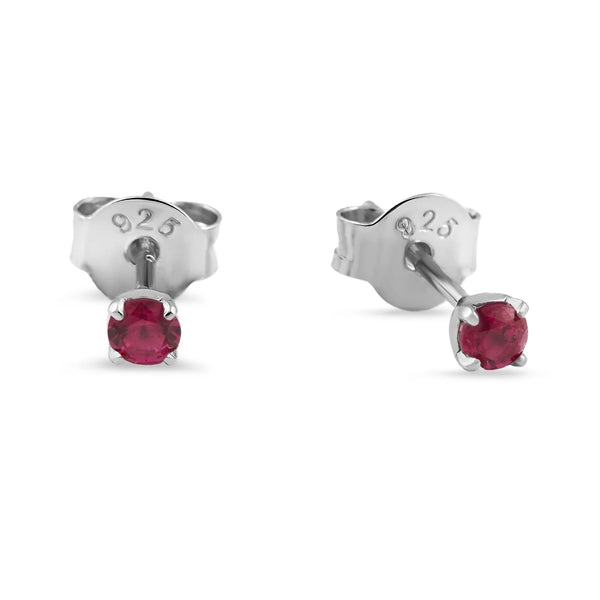 Sterling Silver Delicate Ruby Studs