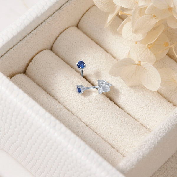 Sterling Silver Delicate Sapphire Studs