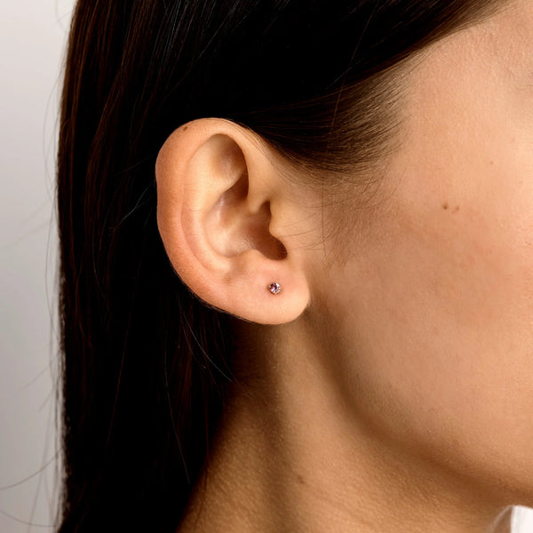 Delicate Pink Tourmaline Gold Studs