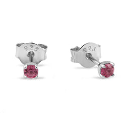 Sterling Silver Delicate Pink Tourmaline Studs