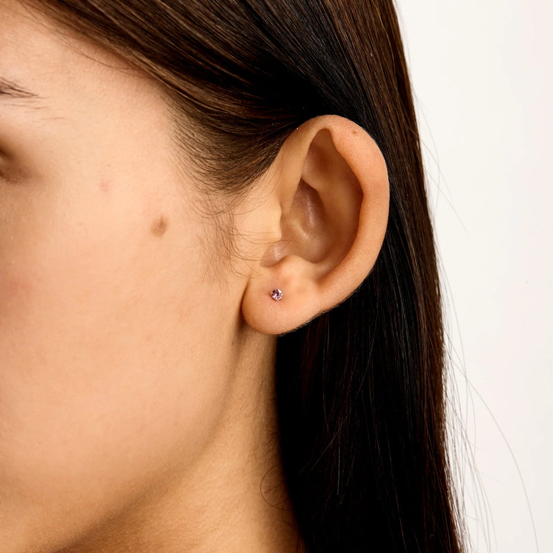 Sterling Silver Delicate Pink Tourmaline Studs