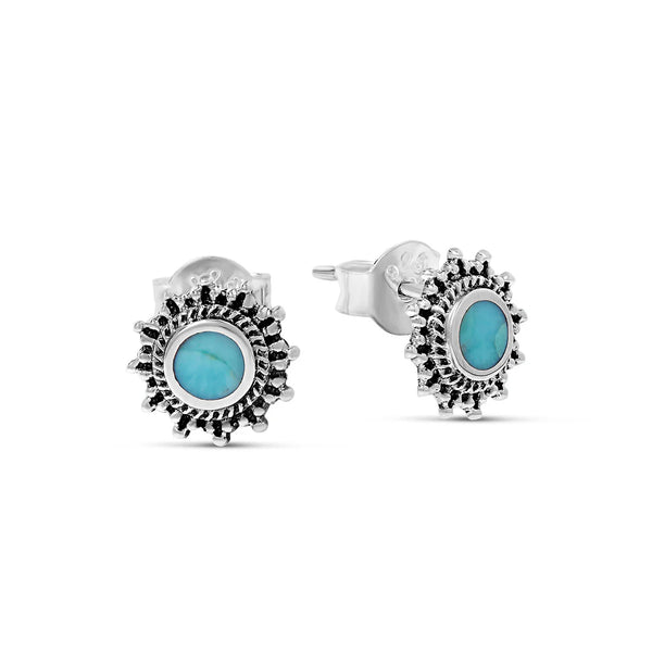 Sterling Silver Nusa Sunrise Turquoise Studs