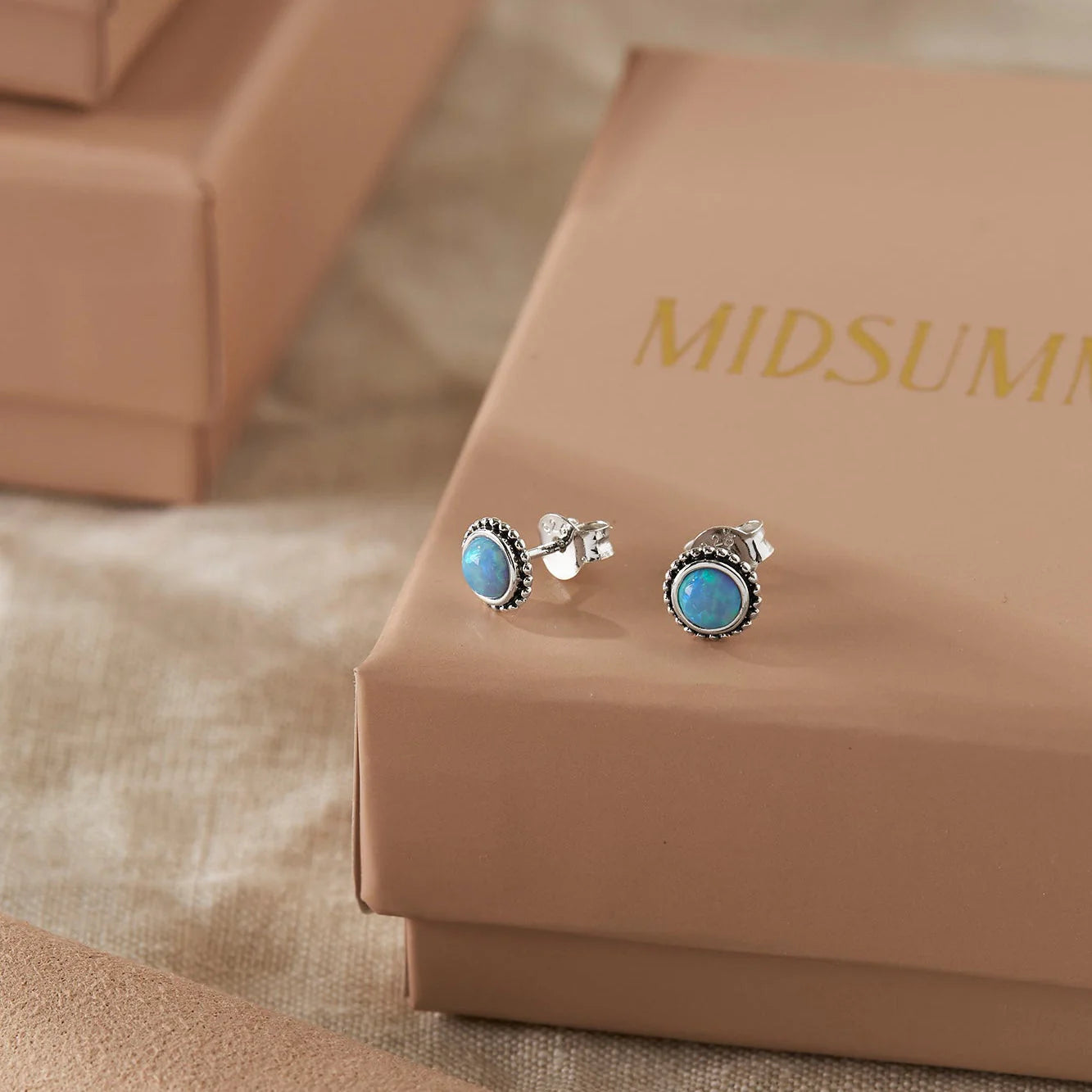 Sterling Silver Azure Opal Sun Studs
