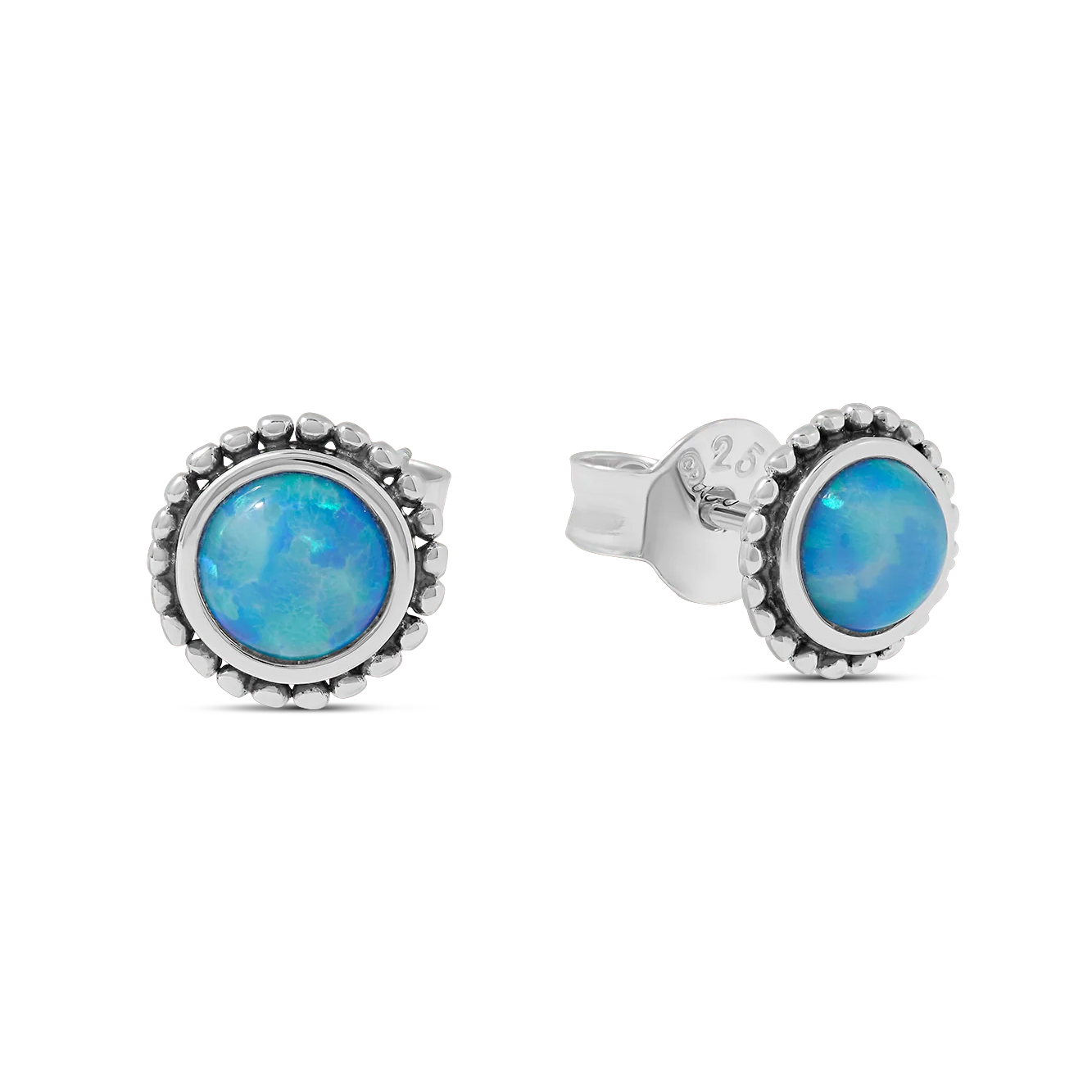 Sterling Silver Azure Opal Sun Studs