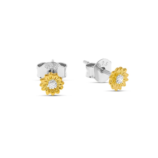 Tiny Sunflower Two Tone Studs