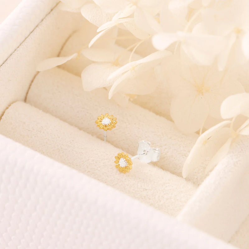 Tiny Sunflower Two Tone Studs