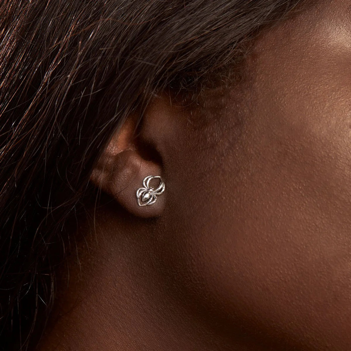 Sterling Silver Black Widow Studs