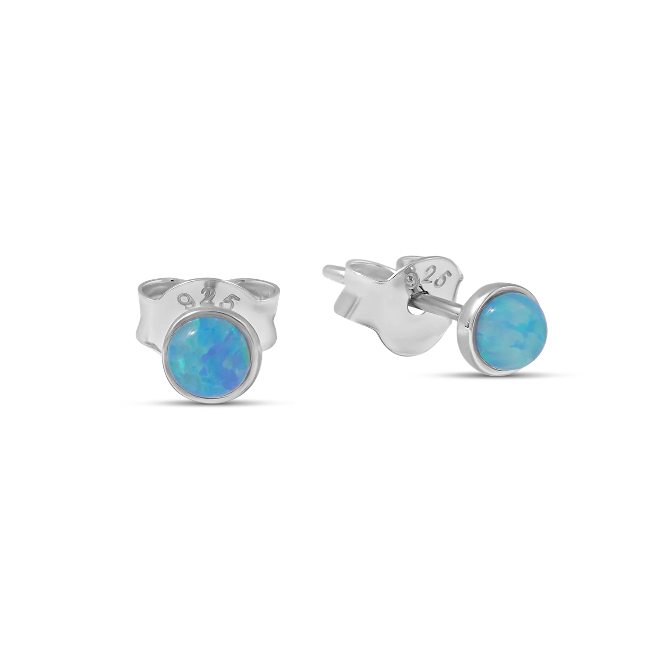 Sterling Silver Orb Azure Opal Studs