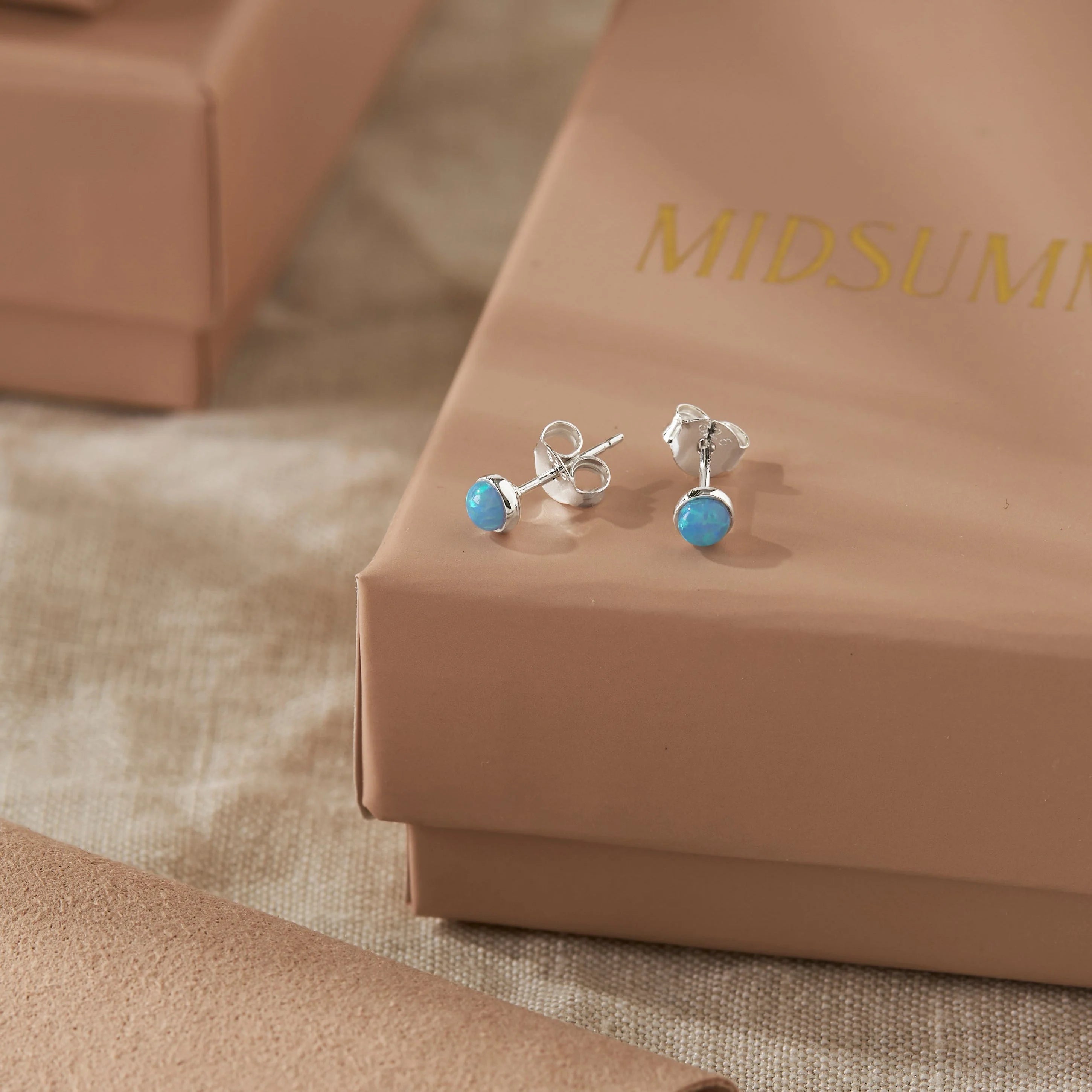 Sterling Silver Orb Azure Opal Studs