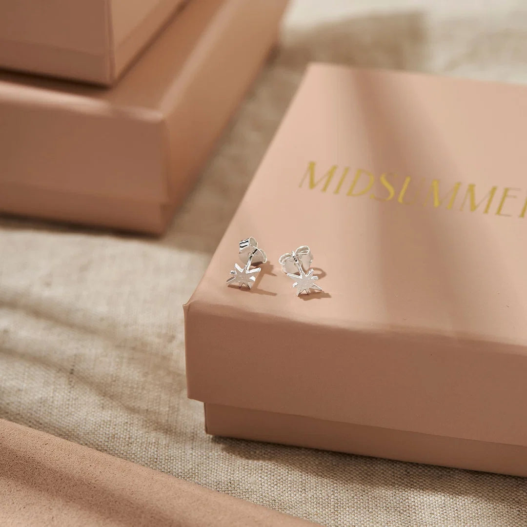 Sterling Silver Textured Celestial Studs