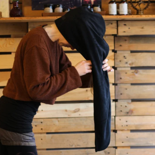 Raw Roots Large Bamboo Dreadlock Towel - Black