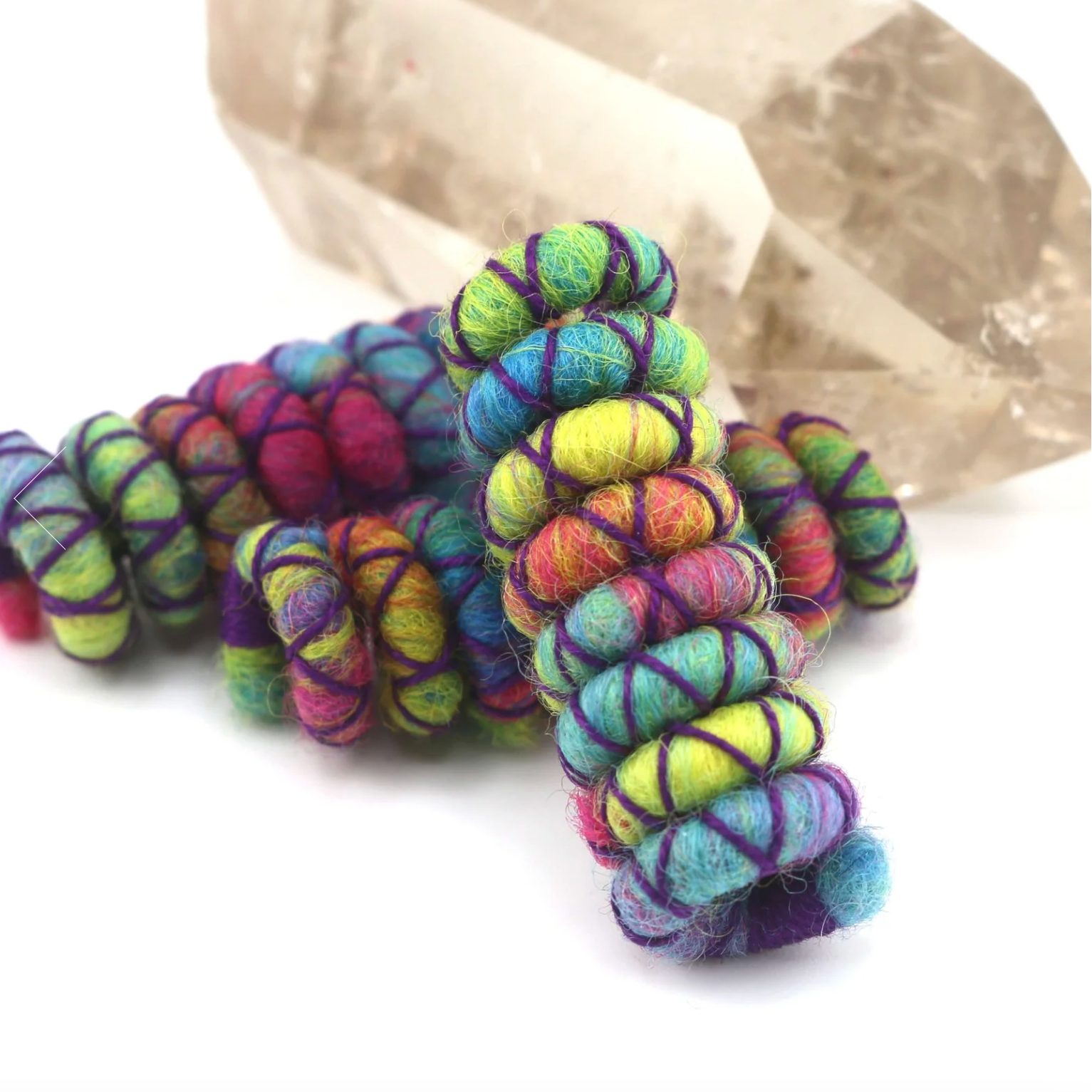 Rainbow - Mini Wool Felt Spiralocks dreadlock beads - Mountain Dreads