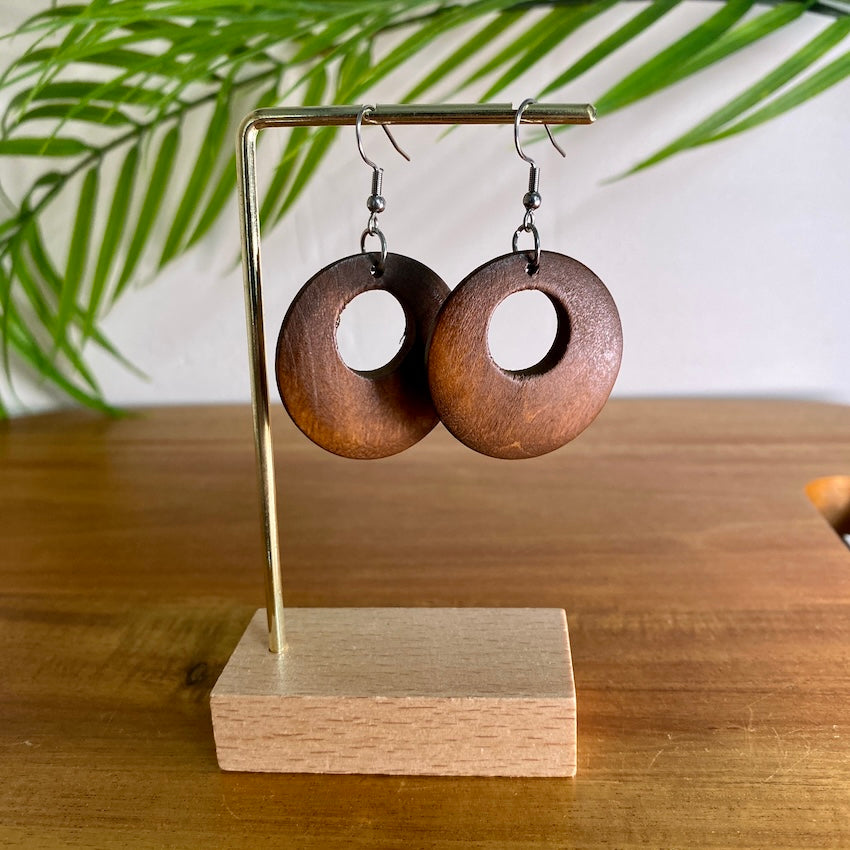 Small Brown Wooden Earrings