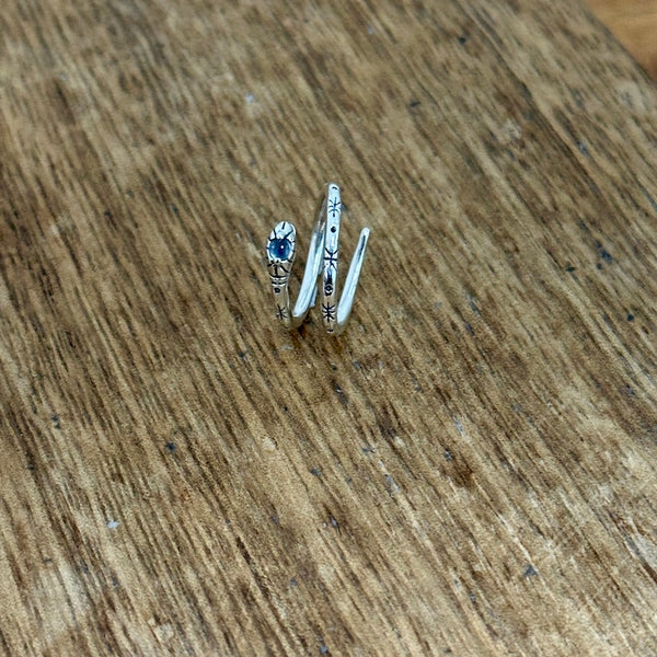 Sterling Silver Mystic Serpent Moonstone Spiral