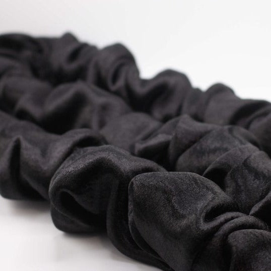 Black Satin Spiralock Scrunchies