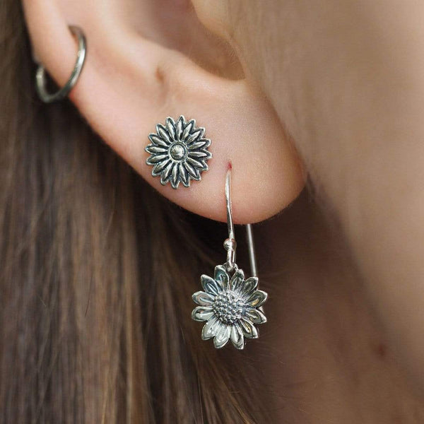 Sterling Silver Blossoming Sunflower Earrings