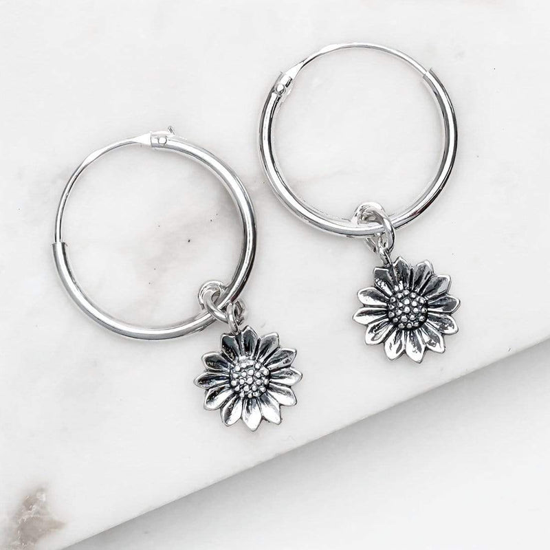 Sterling Silver Delicate Sunflower Sleepers