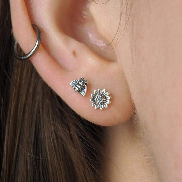 Sterling Silver Delicate Sunflower Studs