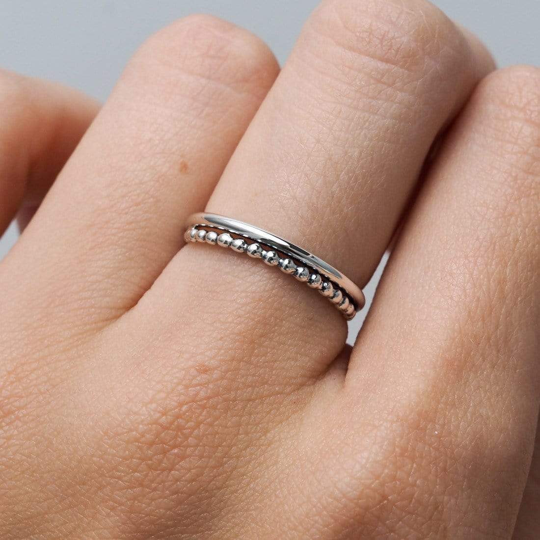 Sterling Silver Tapered Beaded Ring