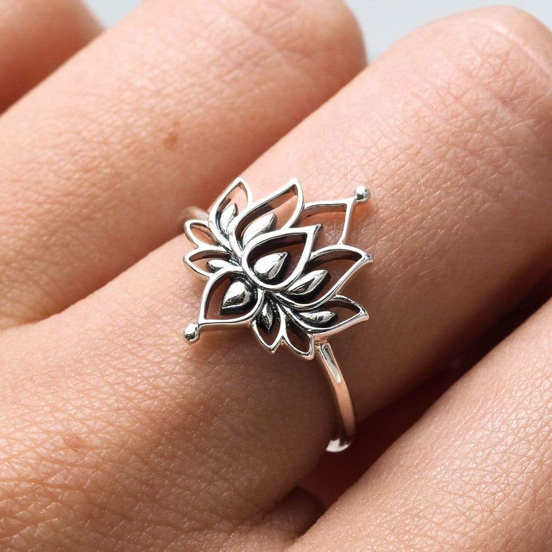 Sterling Silver White Lotus Ring