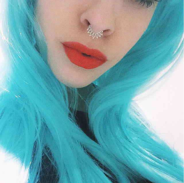 Sterling Silver Beaded Stone Faux Septum Ring